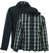 Navy / Navy Check Reversible Hooded