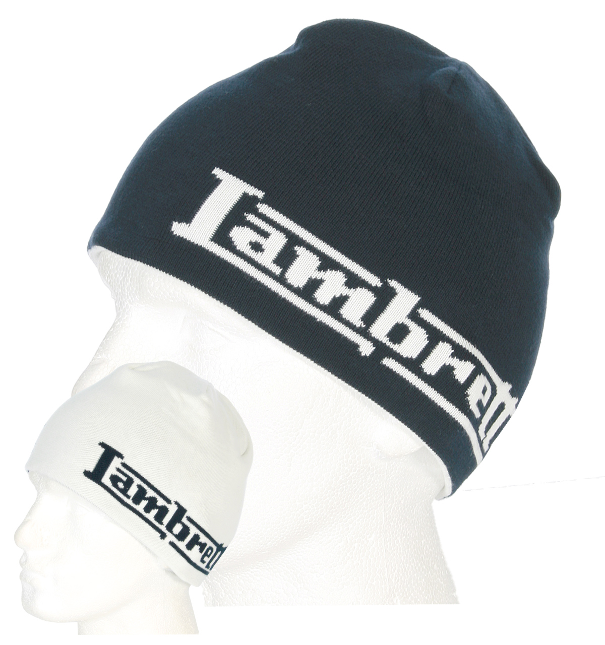 Navy and White Reversible Beanie Hat