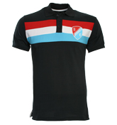 Navy Polo Shirt with Coloured Stripes