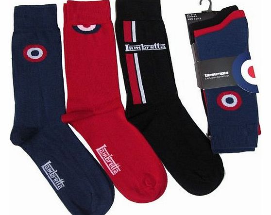 Pack of 3 Lambretta Target Designer Cotton Rich Socks Shoe Size 6-11