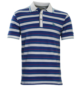 Royal Blue Stripe Pique Polo Shirt