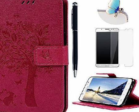 Lanveni J5 Case , Galaxy J5 Case (2016 Model) - Lanveni Premium PU Leather Wallet Flip Cover Bookstyle amp; Magnetic Closure amp; Tree Embossed amp; Stand Function Protective Cover with Detachable Wrist St