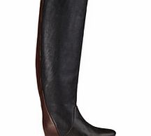Black leather concealed wedge boots
