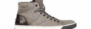 Grey suede lace-up high-top trainers