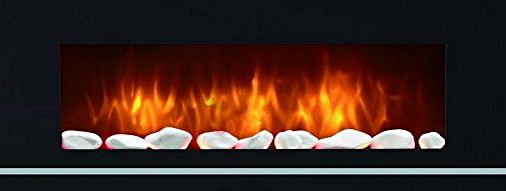 Laptronix WALL MOUNTED GLASS ELECTRIC FIREPLACE FIRE HEATER REMOTE CONTROL LED BACKLIGHT