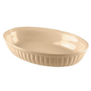 Large Oval Ribbed Cream Ceramic Oven Dish