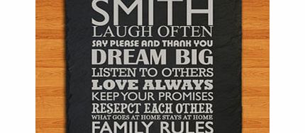Large Personalised Family Rules Slate Board