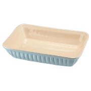 Large Rect Ribbed Duck Egg Blue Ceramic Oven Dish
