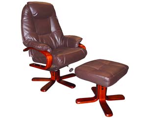 Larsson brown recliner and footstool