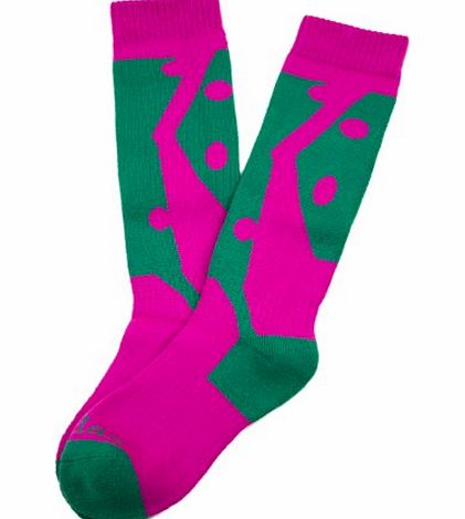 Laulax High Performance Ski Socks Green Pink Size UK 3 - 8 / EUROPE 35 - 42