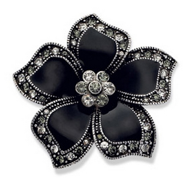 Black Flower Brooch by