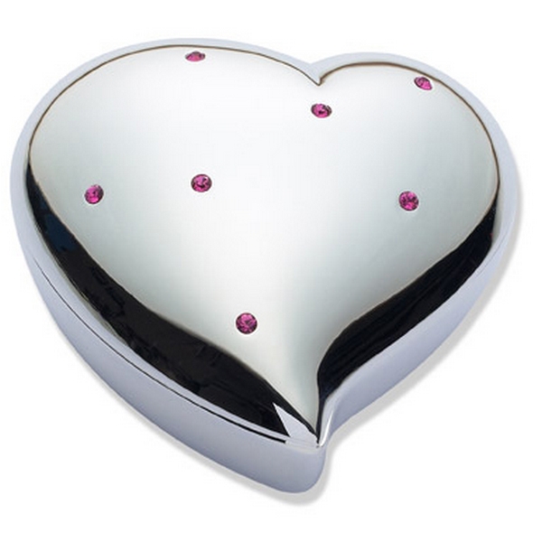 Pink Crystal Heart Trinket Box by