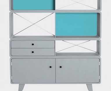 Laurette Enigma Bookcase - Light Grey/Turquoise `One size