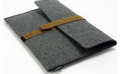 Lavievert Handmade Felt Macbook Sleeve 15 Macbook Pro Case 15 Macbook Cover Laptop Bag, with Brown Leather Clo