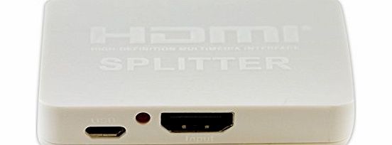 LB1 HIGH PERFORMANCE  New HDMI Splitter Box for Sharp LC-80UQ17U 80-inch Aquos Q  10 TV Mini HDMI Splitter (1 input to 2 output) Support Full HD and 3D (Up to 1080P/60Hz) - White