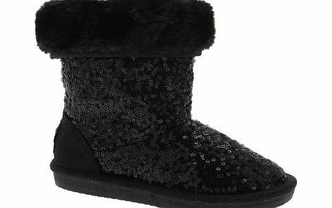 LD Outlet NEW LUXURY WOMENS GIRLS KIDS LADIES SEQUIN FUR LINED MID CALF BOOTS FAUX SUEDE WARM WINTER SNOW BOOTS BLACK 38