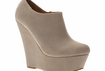 LD Outlet WOMENS WEDGE HEEL ANKLE SHORT BOOTS PLATFORM LADIES WEDGES FAUX SUEDE SHOES BEIGE SIZE 6