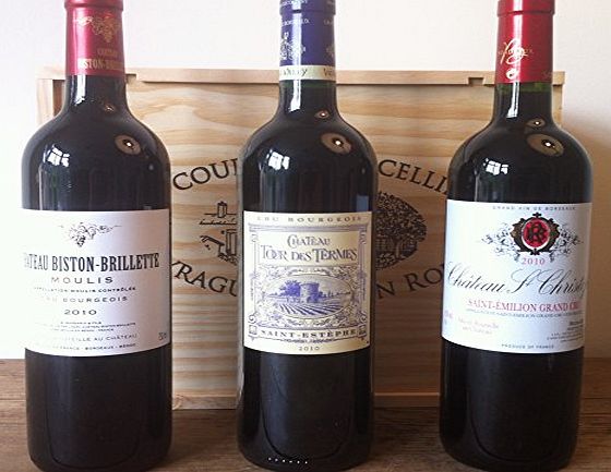 Le Courrier des Celliers The Grand Cru French Selection Wooden Wine Gift Box 2010 75cl (Case of 3)