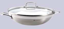 LE CREUSET New 3-ply Stainless Steel Wok with Lid