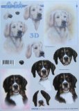 Le Suh A4 3D Le Suh step by step decoupage sheet for card craft - dogs, Saint Bernard and retriever
