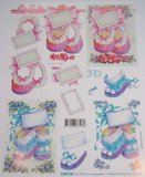 A4 3D Le Suh step by step decoupage sheet for card craft - new baby - pink and blue bootees