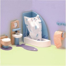 Le Toy Van Dolls House Wooden Accessory set - Peppermint Bathroom