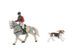 Exclusive to Amazon.co.uk. Le Toy Van - Papo Riding Set 1 Male Rider with Horse (Andalusian with Saddle / Rider / Farm Dog)