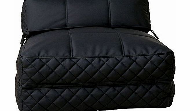 Leader Lifestyle Big Chill Futon in Black - Faux Leather Futon Sofabed - Guest Sofa Bed Settee - Folding Guest Bed - Black Colour