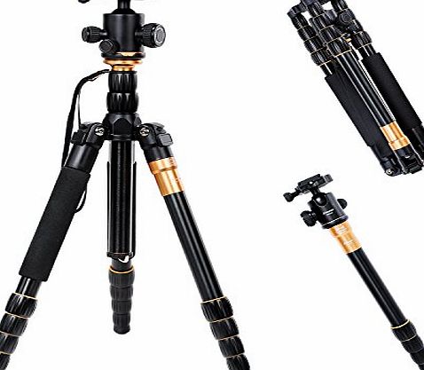 Leaptek Professional Portable Magnesium Aluminium Alloy Tripod Monopod Kit with Ball Head For DSLR SLR Camera DV Canon Nikon Petax Sony   Waist Tripod Holder Max Height: 153cm