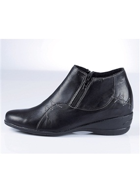 Leather Ankle Boots with Double Zip and 1