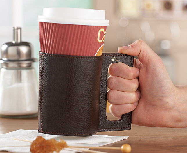 leather Coffee Mug Holder Personalised