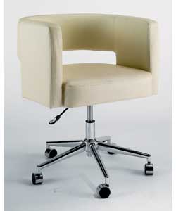 Leather Effect Club Chair- Cream