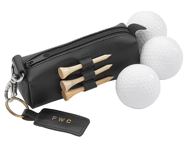 leather Golf Set Black Personalised
