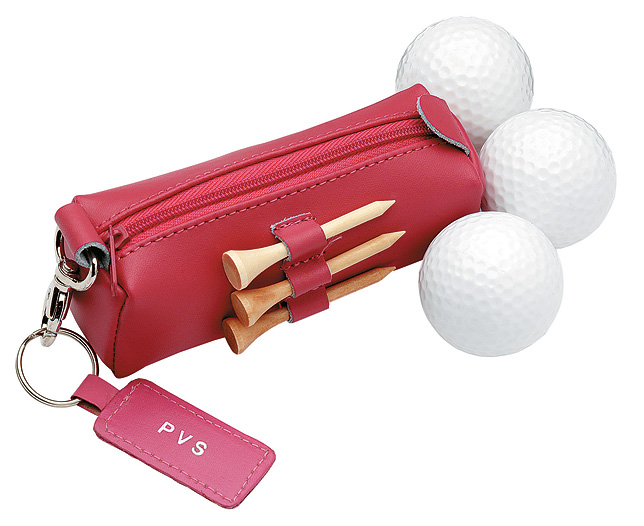 leather Golf Set Pink Personalised