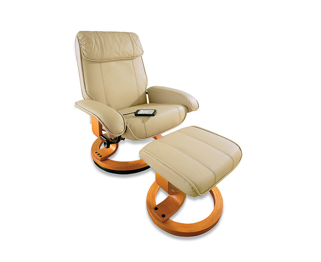 Leather Massage Recliner and Footstool