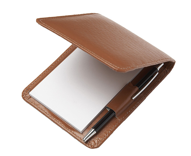 leather Notepad and Pen - Tan