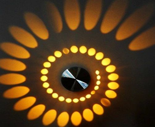 LED wall light AC85v ~ 265v ,3W Artistic Modern Led Wall Light with Scattering Light Design Whirlpool Shadow Stretching -yellow