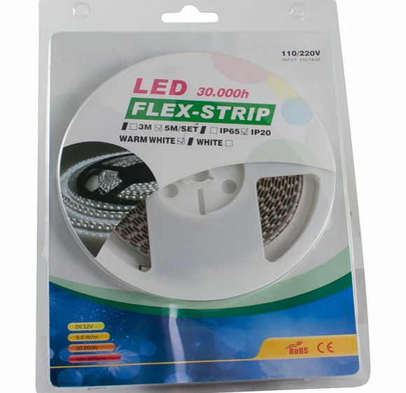 Ledex 5m Warm White LED Strip IP20 9.6W/m and 12VDC