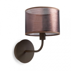 Spica Brown Wall Light with Copper Colored Silk