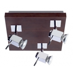 Leds-C4 Lighting Wood Square Ceiling Light with 3 Spotlights