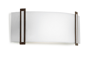 LEDS Lighting Lugo Modern Chrome And Wenge Wood Wall Light With A White Satin Glass Shade