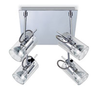 LEDS Lighting Modena Modern Chrome And Clear Pirex Glass Ceiling Light With Four Spotlights