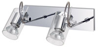 LEDS Lighting Modena Modern Chrome And Clear Pirex Glass Wall Light With Two Spotlights