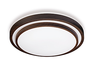 LEDS Lighting Round Modern Circular Stepped Ceiling Light In A Brown Finish With A Polycarbonate Shade
