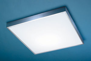 LEDS Lighting Square Modern Aluminium Ceiling Light With Opal Acrylic Diffuser And Energy Saving Bulbs