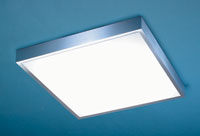 Square Modern Low Energy Ceiling Light In Aluminium With Opal Acrylic Diffuser