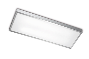 LEDS Lighting Toledo Modern Rectangular Ceiling Light In Satin Aluminium With A Satin Glass Shade