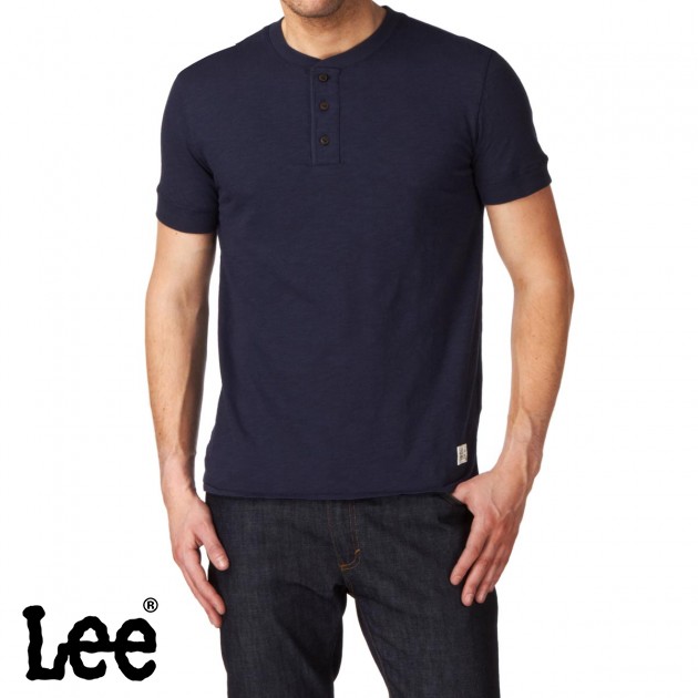 Mens Lee Henley Core T-Shirt - Navy