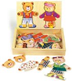 Dressing Girl and Boy Bears Wooden Puzzle