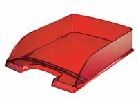 leitz Plus Translucent dark red letter tray with